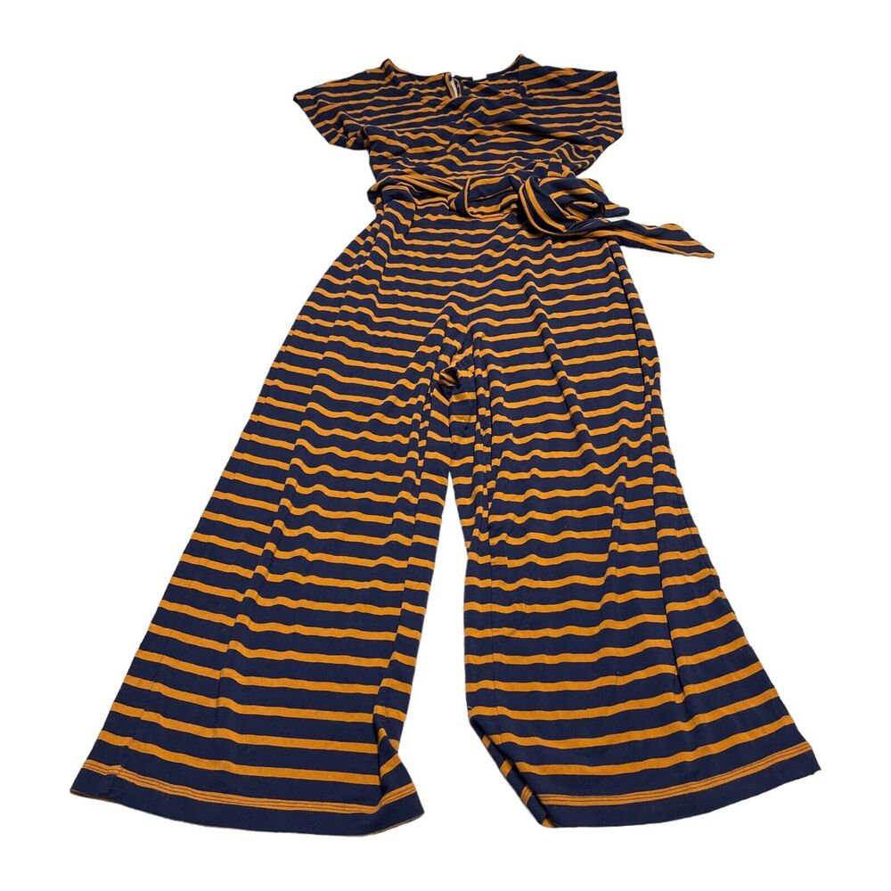 Old Navy Capri Romper Jumpsuit Junior Girls XS Navy Orange Striped Wide-Leg - Picture 1 of 7